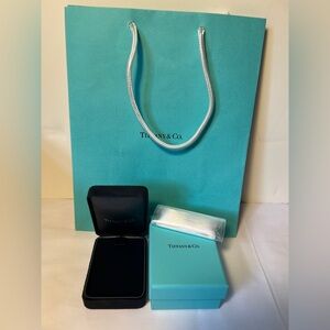 Tiffany & Co Black Suede Velvet Presentation Box and Tiffany blue outer box
